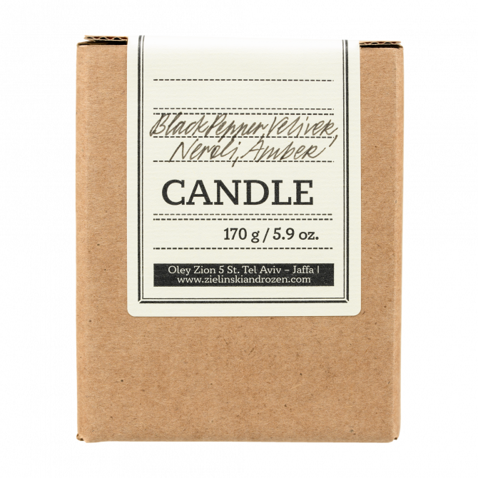 Candle Black Pepper, Vetiver, Neroli, Amber (170g) with Matches Included